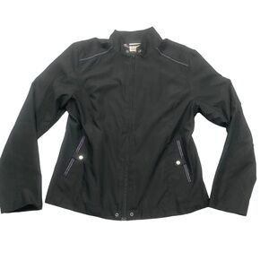 E P‎ Tennis Medium Black Jacket Lined Full Zip Long Sleeve 100% Polyester